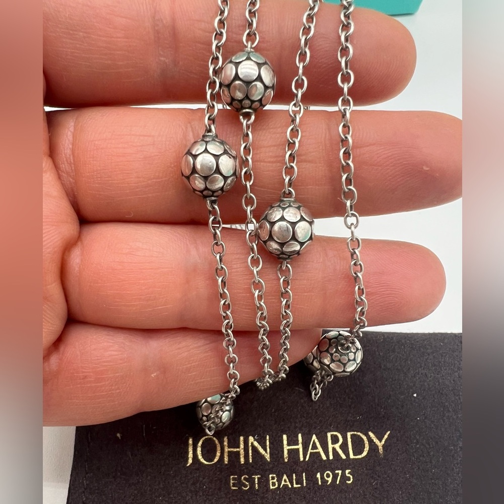 🔴Authentic John HARDY VINTAGE Sterling Silver station Ball Long Necklace🔴 - Picture 2 of 8